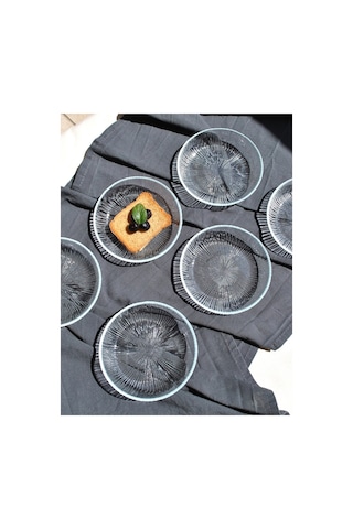 6'lı Cam Kase Mini Kahvaltılık Çerezlik Meze Tabağı 12 Cm İkramlık- Linya Şeffaf