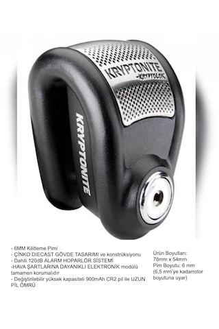 Kryptonıte Alarmlı Disk Kilidi 6mm 6mm-120db