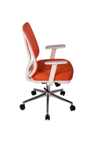 Ofisbazaar Up Beyaz Fileli Çalışma Koltuğu Ergonomik Şef Ve Toplantı Koltuğu Turuncu Turuncu