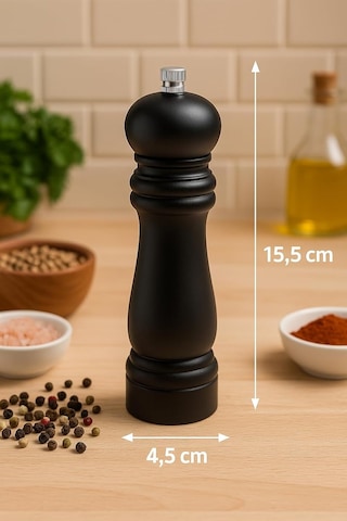 Suwors Ahşap Tuz Ve Karabiber Öğütücü / 15.5 Cm Siyah Bambu Baharat Değirmeni / Ayarlanabilir Seramik Öğütüc Diğer