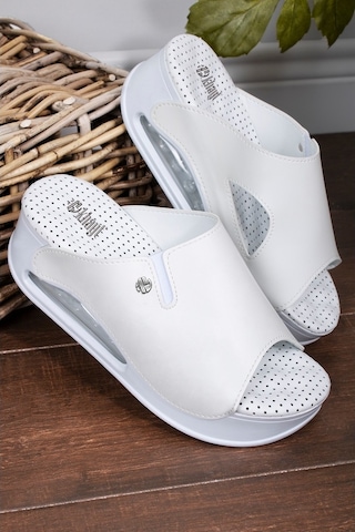 Khayt Lara Anatomik Ortopedik Air Taban Günlük Kadın Terlik-Beyaz