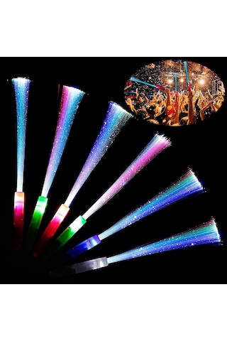 4 Adet Parti Işıkları Renkli Pilli Led Işık Led Işıklı Çubuk Fiber Optik Çubuk Püsküllü Işıklı Çubuk Çok Renkli