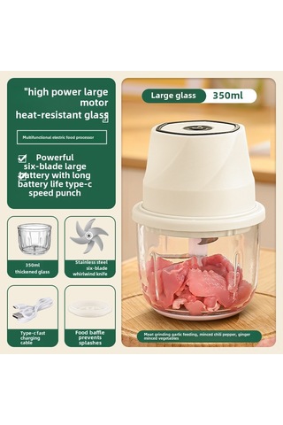 Reedark Elektrikli Sarımsak Dilimleyici 350ml Cam Kase 6 Bladesli Beyaz Mutfak Aleti Hızlı Sarımsak Ezici Ve Kesici Diğer