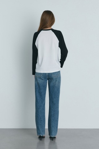 Suud Collection Siyah Reglan Çift Renk Tişört