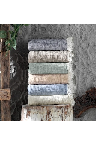 Gold Throw 4 Katlı Müslin Koltuk Şalı 125x190 Bürümcük Doku Su Yeşili Çok Renkli