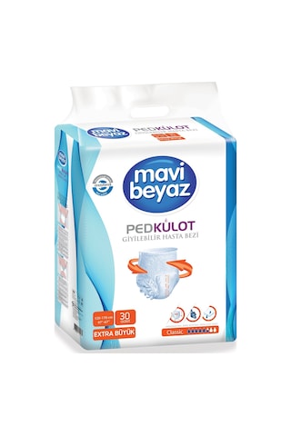 Mavi Beyaz Ped Emici Külot Hasta Bezi XL Extra Büyük 90 Adet