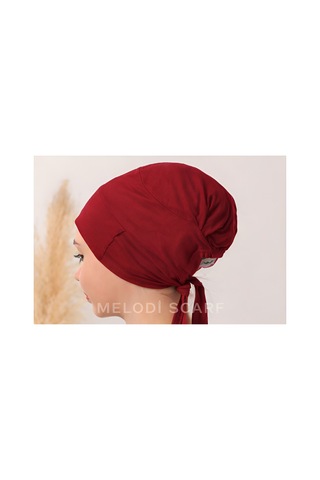 Melodi Scarf Tesettür Silikonlu Kaymaz Bone - Likralı Bağlamalı Bone - Sıkmayan Rahat Nefes Alan Kumaş Bordo