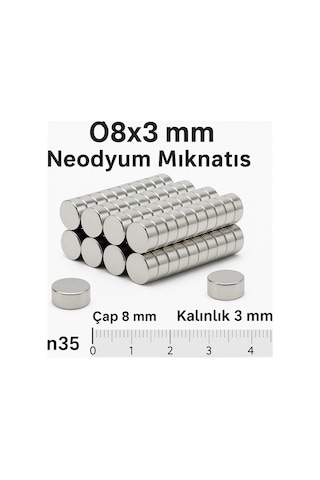 Ø8x3 Mm Neodyum Mıknatıs-10 Adet