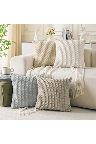 4'lü Set Nötr Dekoratif Yastık Kılıfı 45x45 Cm Kadife Kırlent Kılıfları Yatak Kanepe Kanepe Oturma Odası İçin Yumuşak Yastık Kılıfları Çok Renkli