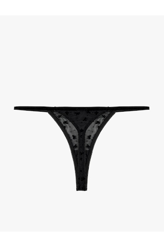 Koton Detaylı Tül String Külot Siyah 7wlk30063mk