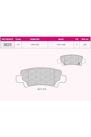 Bsr Fren Balata Arka Ikazlı Toyota Corolla 1.4 Vvt-ı 2002-2007/ Corolla 1.6 Vvt-ı 2002-2007/ Corolla 1.4 D-4d 2002-2007/ Corolla Verso 1.6 2004-2009/