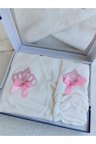 Yeni Doğan Kız Bebek Prenses Taçlı Hastane Çıkışı Seti