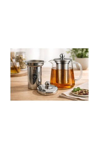 Borosilikat Cam Demlik 750 Ml,paslanmaz Çelik Süzgeçli,ısıya Dayanıklı, Kulplu Çay Demliği Diğer
