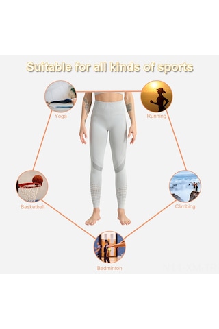 Ximistore9 Kadın Yoga Taytları - Dar Kesimli, Yüksek Bel, Delikli Tasarım, Spor Ve Outdoor Kullanıma Uygun - Hafif Gri 6093 Açık Gri