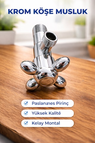 Taharet Musluğu Klozet Yanı Ara Musluk Pirinç Gövde Sızdırmaz Krom