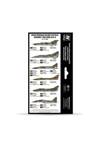 Vallejo 71609 8x18 Ml. Soviet/russian Colors Tactical Schemes 1960-2000 Part I , Model Air Serisi Model Boyası Seti Renkli