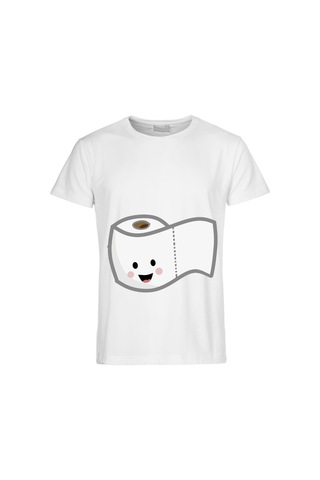 Sevimli Kaka Ve Tuvalet Kağıdı Tasarımlı Eş Tişörtleri - Komik Sevgili Tshirt Kombini Beyaz
