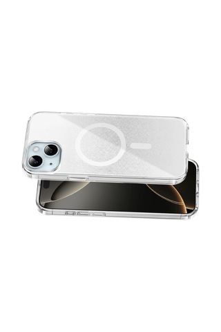 Onegif Apple iPhone Uyumlu 14 Sora Simli Magsafe Kapak - Beyaz Çr