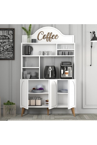 Lyon Kahve Köşesi 120cm - Beyaz / Ceviz