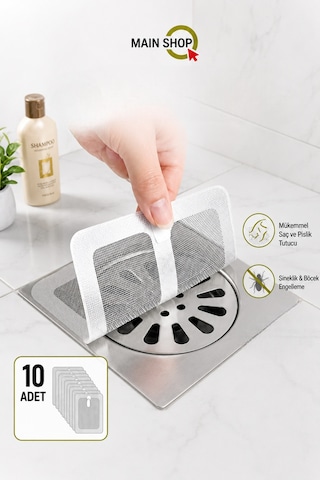 Mainshop Yapışkanlı Banyo Mutfak Lavabo Gider Süzgeci Saç Ve Pislik Tutucu 10 Adet M-740 Çok renkli