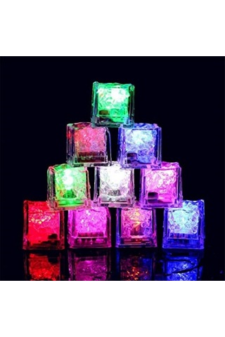 12 Adet Led Işıklı Buz Küpü Led Light Ice Cube Renkli Led Işıklı Vıp Kalite Buz Küpü Club Işıkları