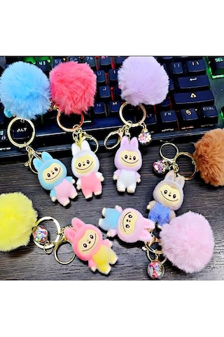 Labubu Figür Anahtarlık Peluş Tüylü Charm Çanta Ve Cüzdan Süsü