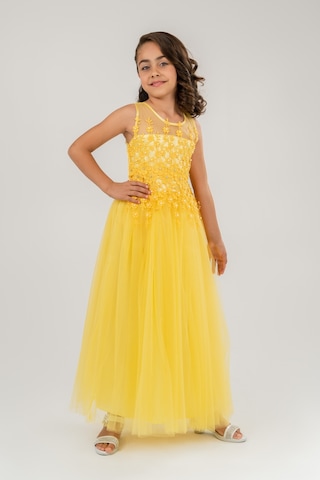 Mnk Baby & Kids Güpür Model Gelinlik Çocuk Kolsuz Abiye Mnk0469 001