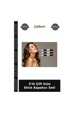 Özel Üretim Makyaj Kontür Aydınlatıcı Pratik Yüz Set 3'lü Çift Uçlu Stick Kapatıcı Seti