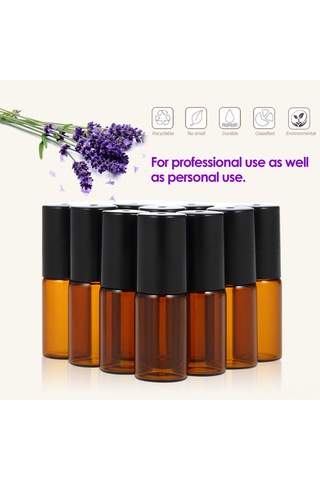 Samdoo 10 Adet 5ml Sarımsı Cam Uçucu Yağ Flakonu - Rulman Topu, Damlaticı Ve Açıcı İçeren Taşınabilir Depolama Siyah