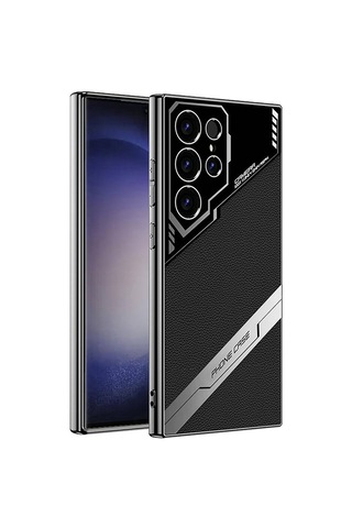 Zore Samsung Galaxy Uyumlu S23 Ultra Kılıf Kamera Korumalı Suni Deri Tasarım Ogaa Yeni Seri Procase Kapak-siyah