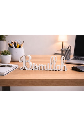 Bismillah Yazılı Dekoratif Masa Üstü Süs Modern 3d Tasarım, İslami Ev Dekoru