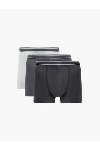 Koton Pamuklu Bel Detaylı 3'lü Boxer Seti Gri 6slm90005mk