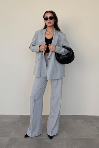 Madmext Gri Oversize Blazer Kadın Ceket Mg2445 Gri
