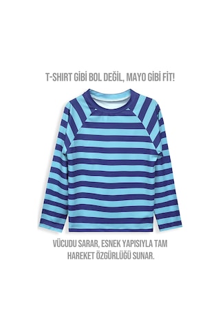 Denokids Uv Korumalı Çizgili Erkek Çocuk Mayo T-shirt Renkli