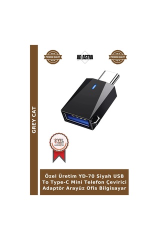 Özel Üretim Yd-70 Siyah Usb To Type-c Mini Telefon Çevirici Adaptör Arayüz Ofis Bilgisayar