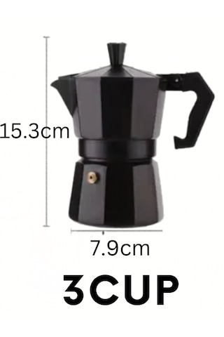 Siyah Moka Pot 3 Cup 150 Ml Kahve Hediye Seti Özel Filtre Kahve Ve 2'li Fincan Konsept Kutu