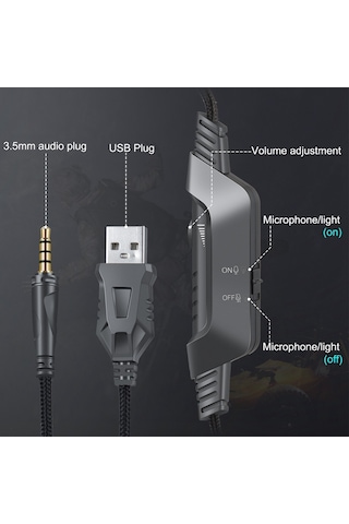 Onikuma K6 USB+3.5 Mm RGB Kablolu Mikrofonlu Kulak Üstü Oyuncu Kulaklığı