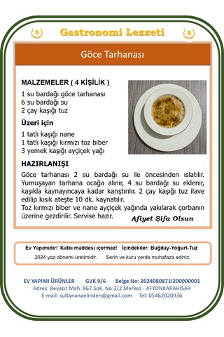 Sultan Ana Elinden Afyon Göce Tarhanası 500 G