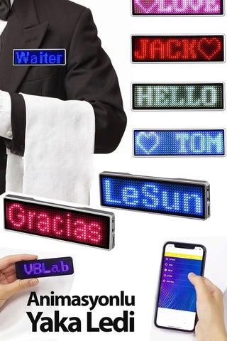 Matrix Kayan Led Yaka Rozeti Mobil Kontrollü Dijital Etiket 9 3cm - 9002666729678ynt Çok Renkli