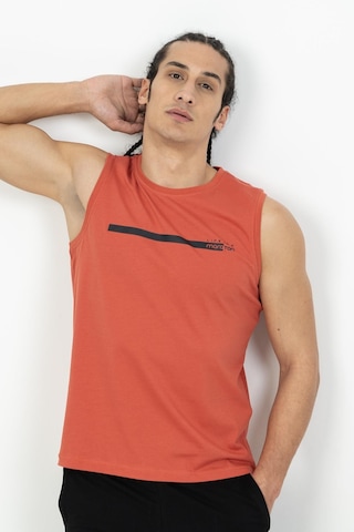 Maraton Sportswear Regular Erkek Bisiklet Yaka Kolsuz Basic Kiremit Atlet 21723-Kiremit