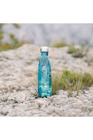 Qwetch QD3487 Çiçek Desenli Isı Yalıtımlı 500 ML Termos - Turkuaz