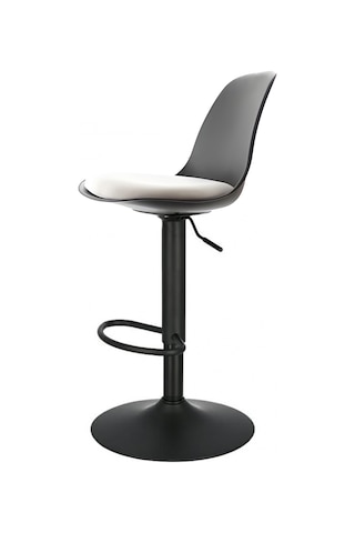 Bürocci Nadya Bar Sandalyesi - Beyaz Deri - Mat Siyah Ayaklı Yüksek Bar Taburesi - 9537y0109 Beyaz