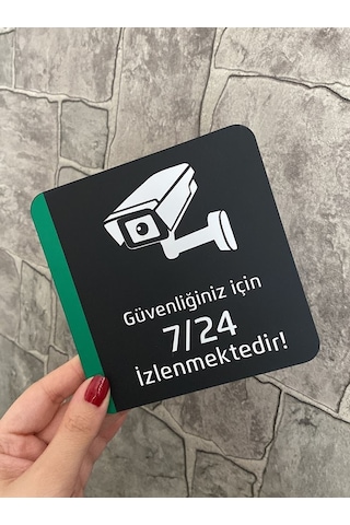 Pleksi Güvenlik Kamerası Uyarı Levhası