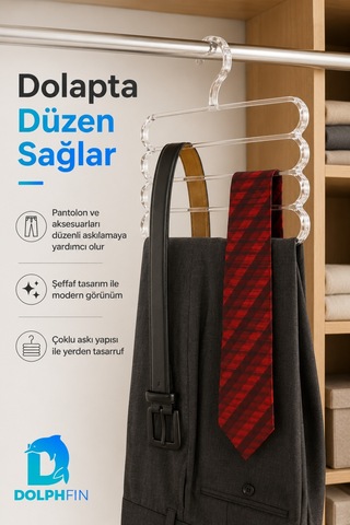 Kristal Pantolon Askısı Şeffaf Plastik Dolap İçi Kıyafet Düzenleyici Pantolon Etek Askısı Beyaz
