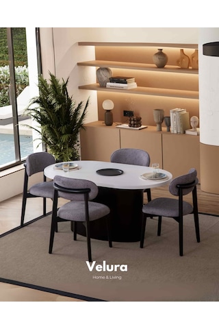 Mira Yemek Odası Takımı Yemek Masası + 4 Adet Sandalye Siyah