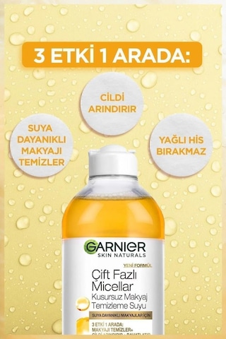 Garnier Çift Fazlı Micellar Makyaj Temizleme Suyu 2 x 400 ML