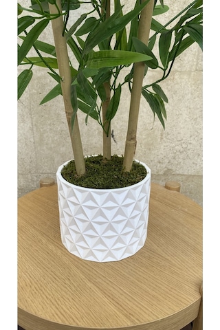 Biçiçek Yapay Bambu Ağacı 110 Cm Beton Tasarım Saksı