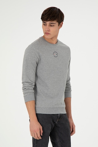 U.S. Polo Assn. Erkek Regular Fit Bisiklet Yaka Gri Melanj Sweatshirt 50293436-VR086