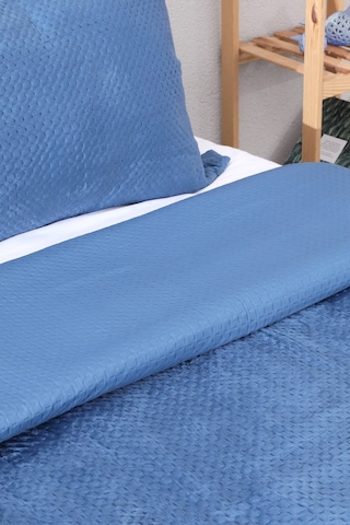 Lidia Kadife Çift Kişilik Yatak Örtüsü Takımı - Petrol