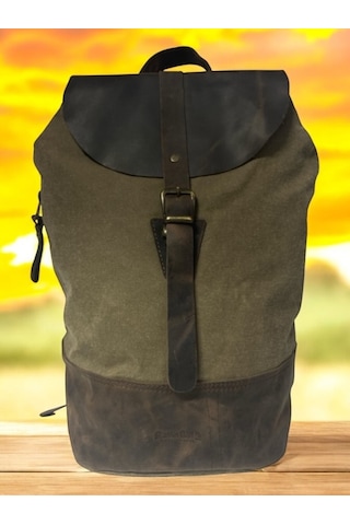 Old Cotton Cargo Vintage Kanvas Deri Su Geçirmez Design Unisex Günlük Gezi Okul Seyahat Kamp Sırt Çantası 24x40cm Kahverengi